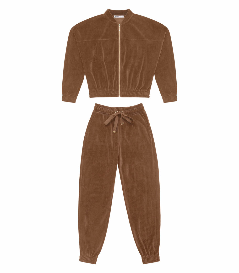Conjunto Jaqueta com Calça Plush Endless Marrom | Marisa