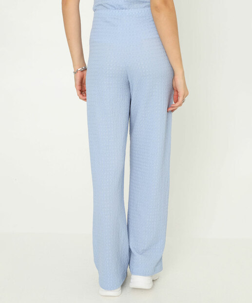 Calça Feminina Pantalona Texturizada  Marisa Azul
