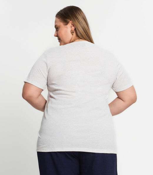 Blusa Ribana de Linho Plus Size Feminina KO Bege