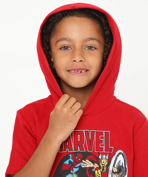 Conjunto Infantil Moletom Super Heróis Tam 4 a 10 Vermelho