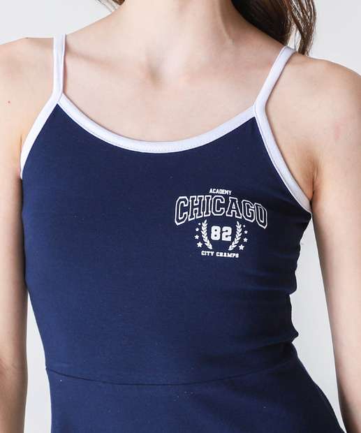 Vestido Juvenil Estampado Alças Finas Marisa 10 a 16 Azul