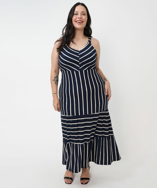 Image_Vestido Plus Size Textura Listrado Feminino Marisa Azul