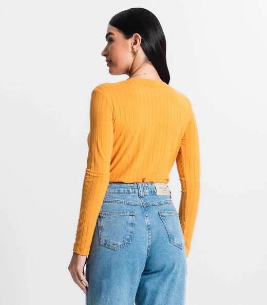 Blusa Manga Longa Infinita Cor Amarelo
