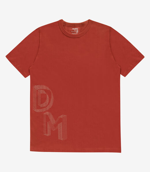 Camiseta Masculina Manga Curta Meia Malha Diametro Laranja