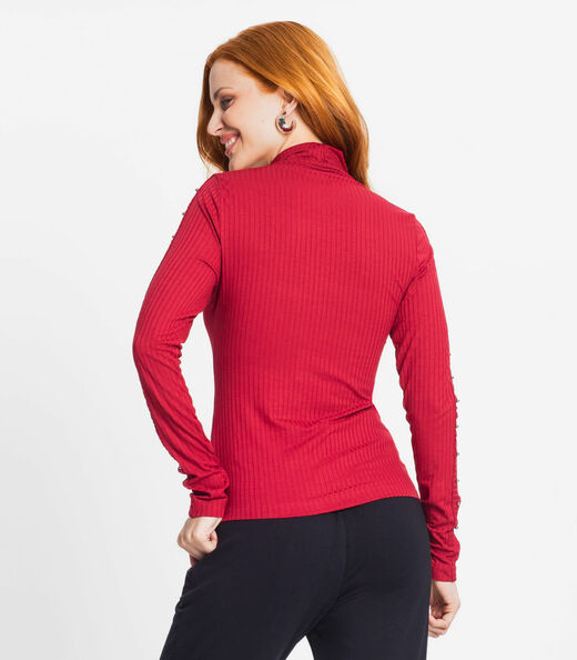 Blusa Feminina Em Ribana Canelada Rovitex Vermelho