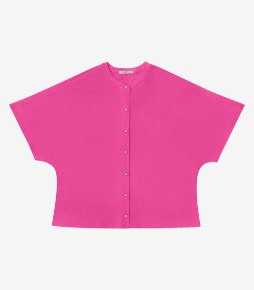 Camisa Manga Curta Feminina Plus Size Secret Glam Rosa