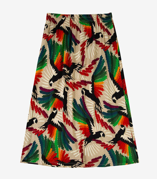 Saia Midi Plus Size Infinita Cor Bege