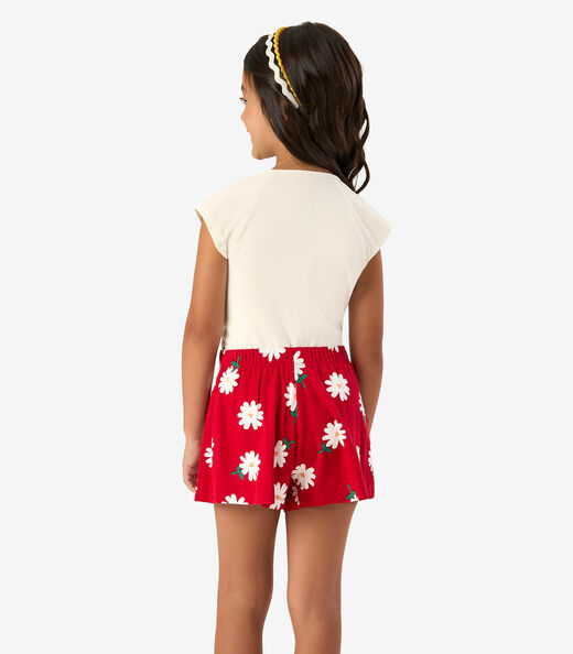 Conjunto Blusa com Shorts Cotton Rovi Kids Bege