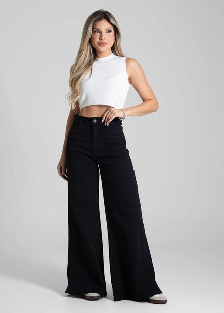 Calça Sarja Sawary Super Wide Leg Petit - 282598