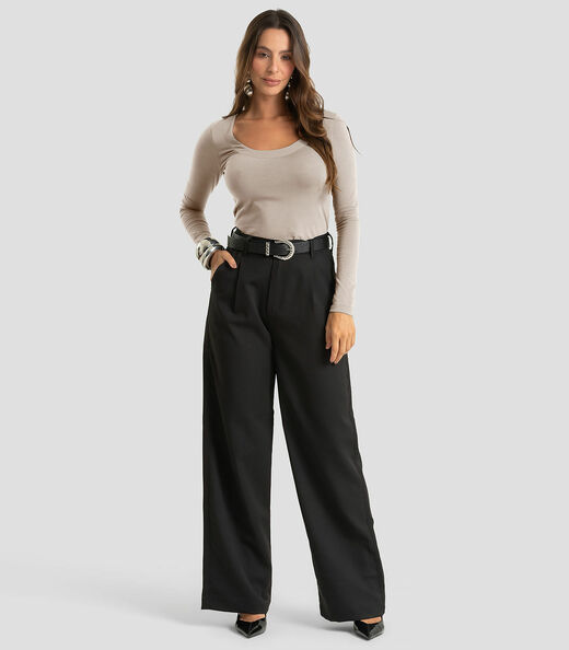 Blusa Feminina Manga Longa Em Cotton Leve Dianna Bege