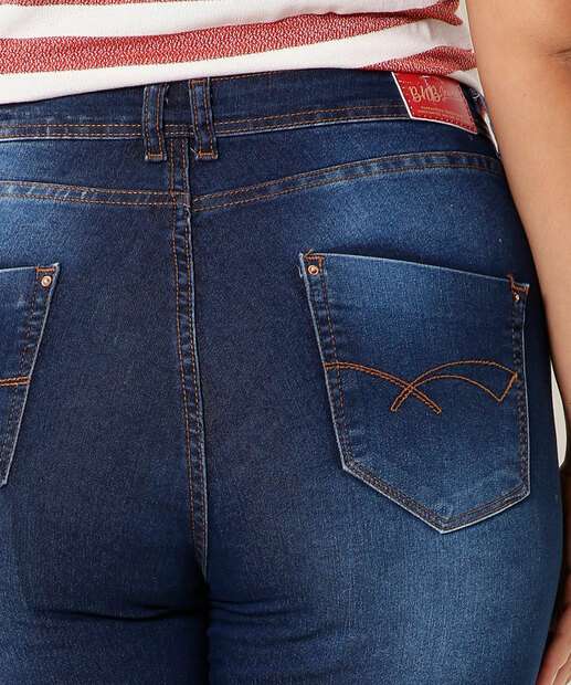 Bermuda Plus Size Feminina Jeans Barra Dobrada