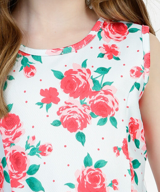Vestido Infantil Sem Manga Estampa Floral Marisa Tam 4 a 10