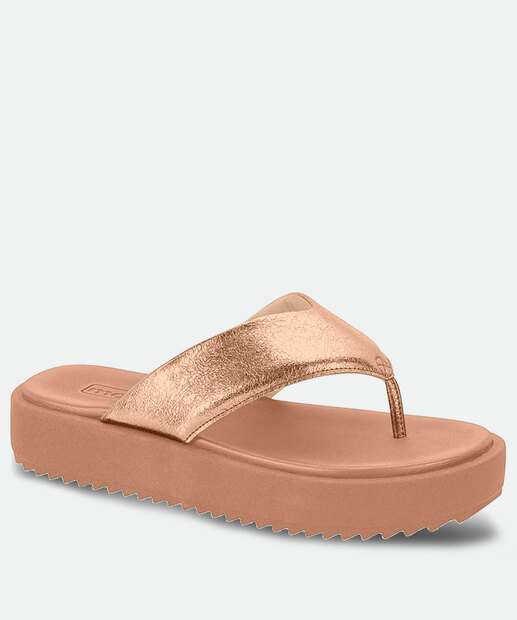 Tamanco Feminino Tiras Flatform Metalizado Moleca 
