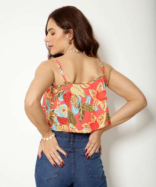 Blusa Cropped Regata Feminina Tropical Marisa