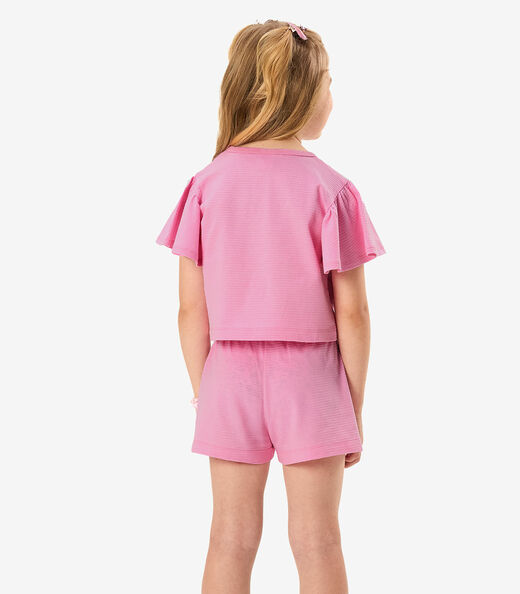 Conjunto Blusa Com Shorts Infantil Rovi Kids Rosa
