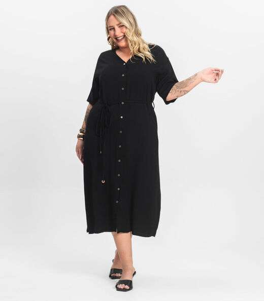 Image_Vestido Chemise Longo Plus Size Secret Glam Preto
