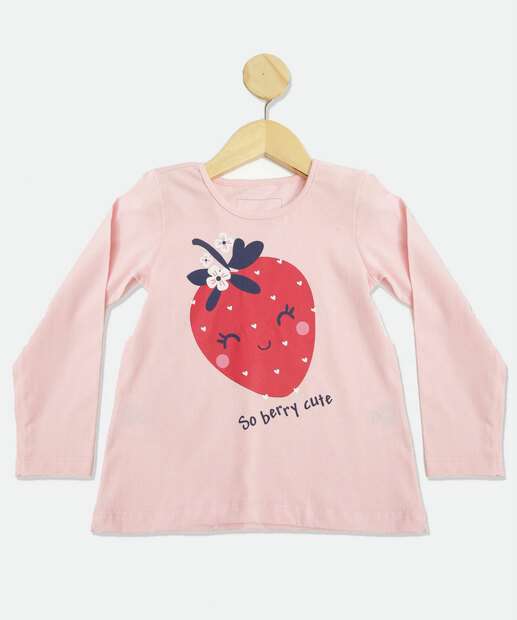 Camiseta Infantil Estampa Morango Marisa Tam 1 a 4