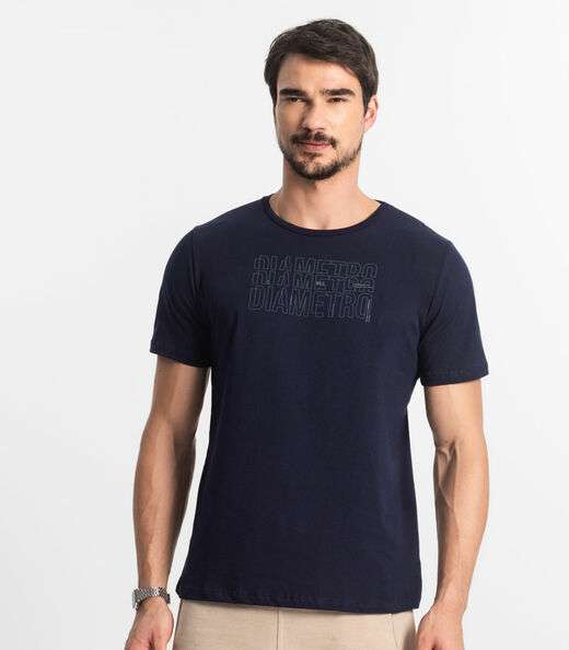Camiseta Masculina Meia Malha Diametro Azul