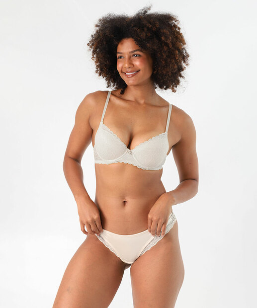 Calcinha Biquíni Recorte Renda Marisa Off White