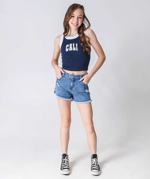 Short Juvenil Jeans Destroyed Marisa Tam 10 a 16