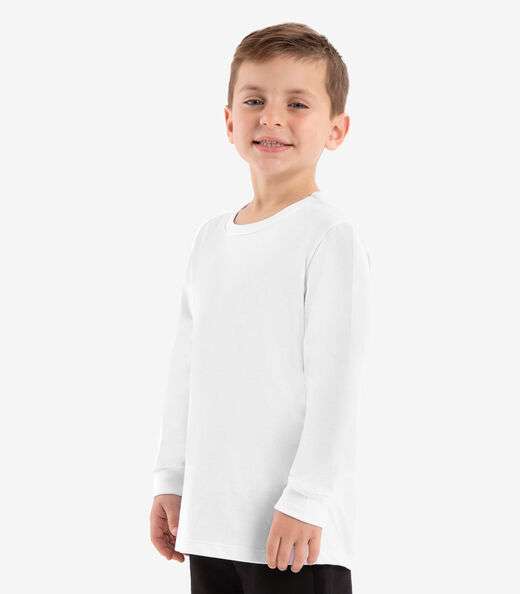 Camiseta Manga Longa Básica Rovitex Kids Branco