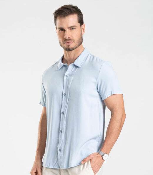 Camisa em Viscolinho Desert Masculina Diametro Azul