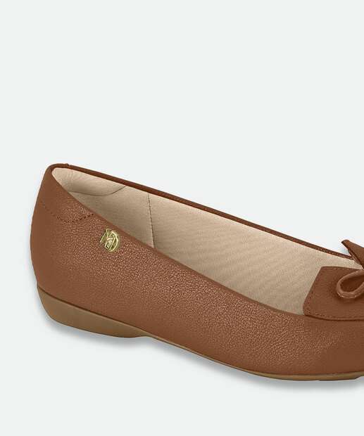 Sapatilha Feminina Bico Redondo Laço Modare Marrom