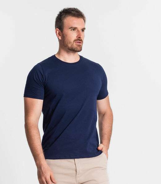 Camiseta Masculina Básica Meia Malha Diametro Azul