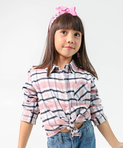 Image_Camisa Infantil Xadrez Flanelado Marisa Tam 4 a 10 Rosa