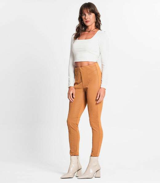 Blusa Manga Longa Feminina Em Cotton Leve Endless Bege