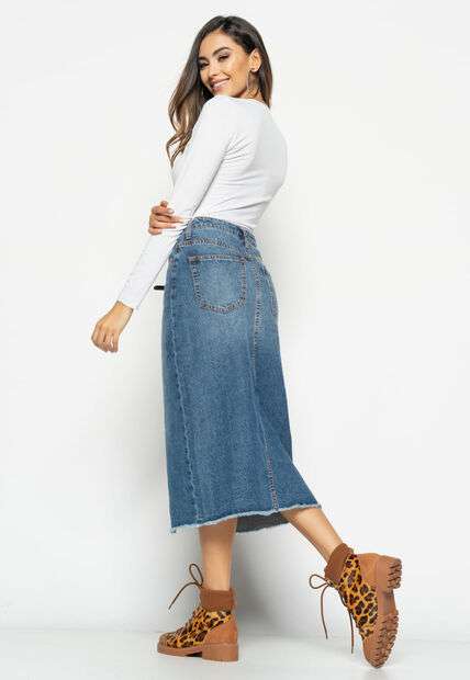 Blusa  Básica Manga Longa e Gola Redonda Malha Branco