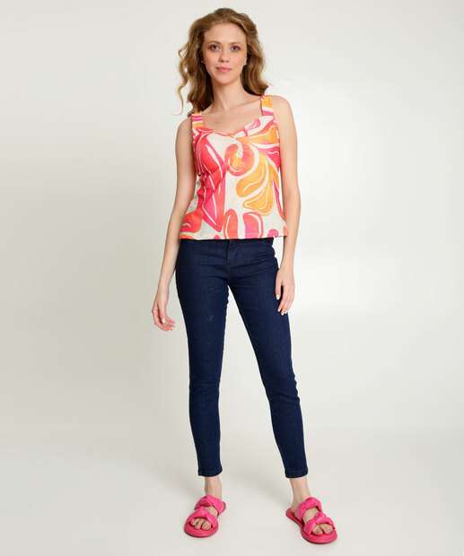 Blusa Regata Feminina Estampa Flores Marisa