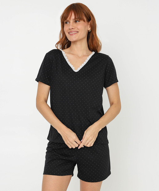 Image_Pijama Feminino Estampa Poá Marisa Preto