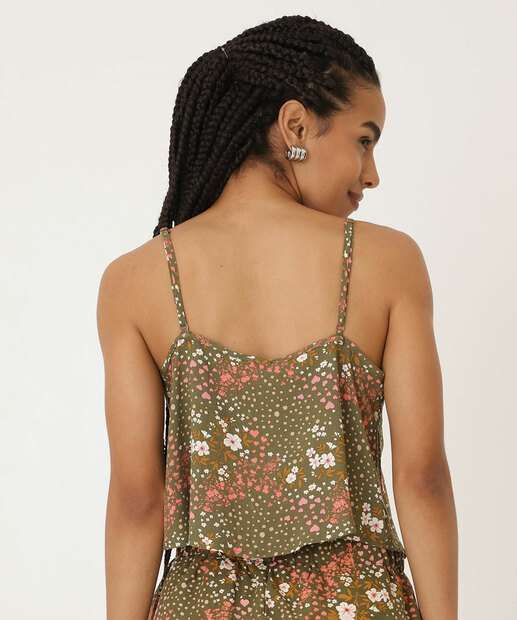 Blusa Feminina Estampa Flores Alças FInas Marisa