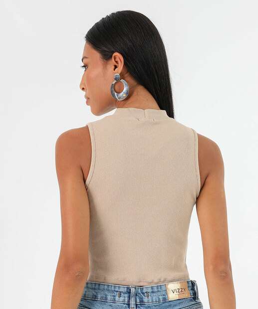 Blusa Regata Feminina Canelada Halter Neck Marisa