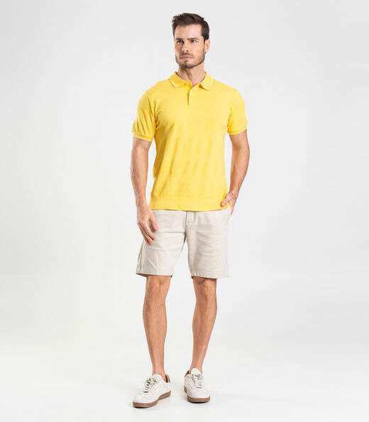 Polo Piquet Masculina Diametro Amarelo