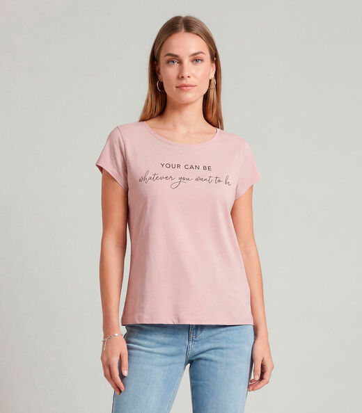 Blusa Feminina Meia Malha Com Estampa Infinita Cor Rosa