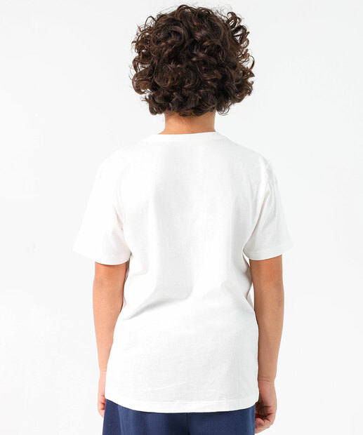 Camiseta Juvenil Frase Frontal MR Tam 10 a 16 Azul Off White