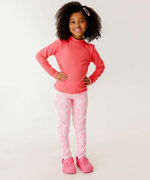 Blusa Infantil Canelada Manga Longa Marisa Tam 4 a 10