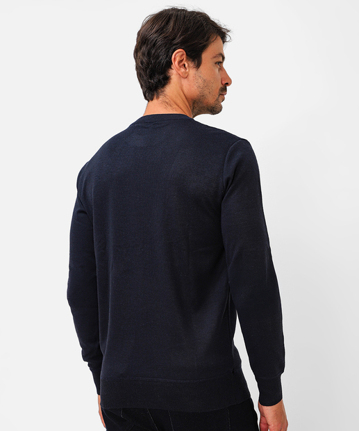 Suéter Masculino Tricô Básico Azul