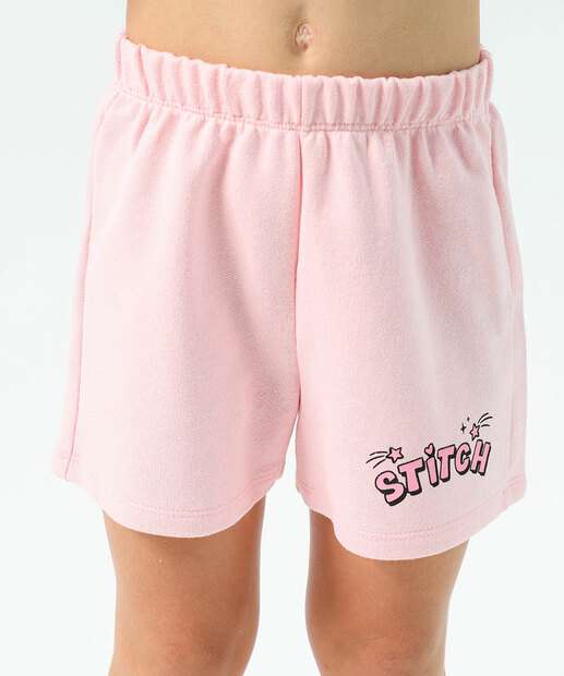 Conjunto Infantil Moletinho Stitch Tam 4 a 10 Rosa