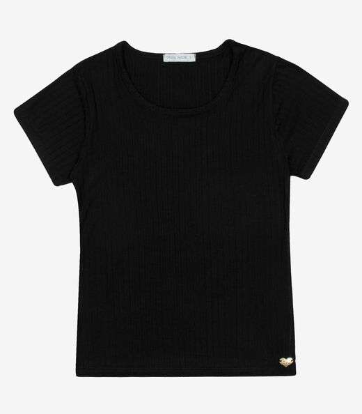 Blusa Infantil Feminina Canelada Trick Nick Preto