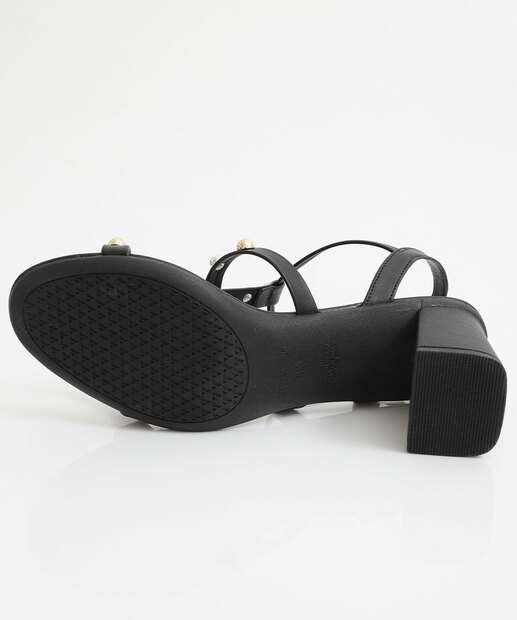 Sandália Salto Grosso Feminina Via Uno Preto