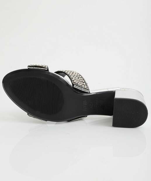 Tamanco Feminino Salto Grosso Metalizado Vizzano