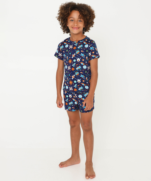 Pijama Infantil Planetas Marisa Tam 04 ao 12 Azul