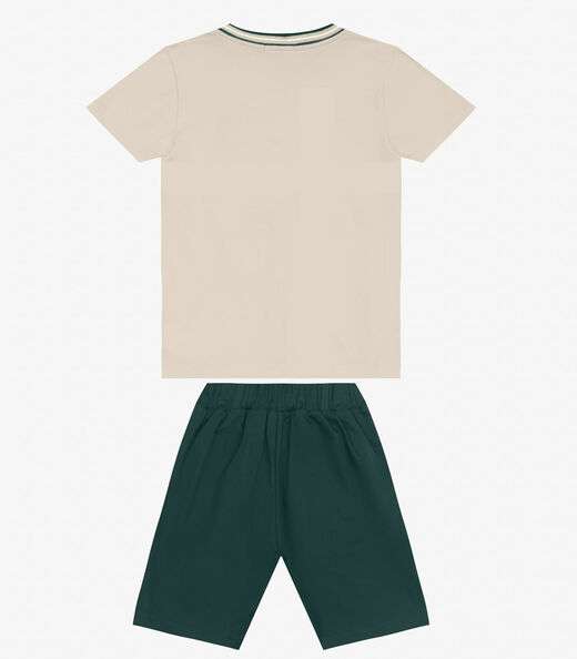 Conjunto Camiseta com Bermuda Trick Nick Bege