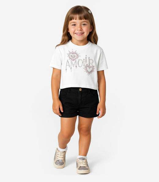 Short Infantil Jeans Com Bolsos Select Preto