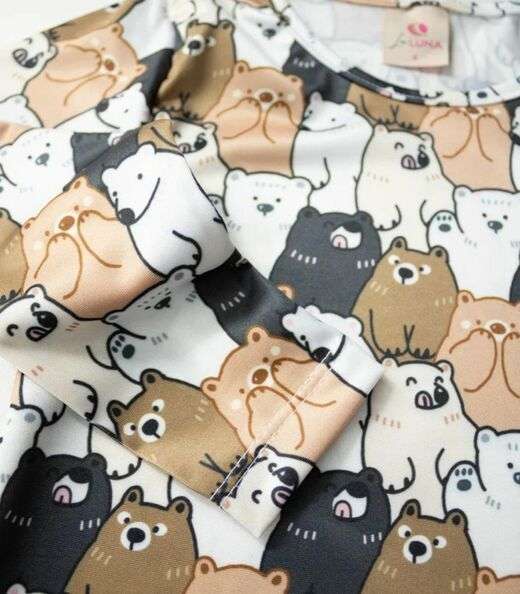 Vestido Infantil Manga Longa Em Suplex Laluna Bege