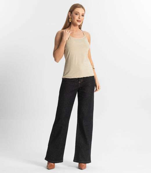 Blusa Feminina de Alças Básica Rovitex Bege