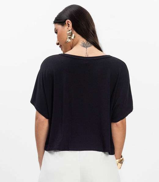 Blusa Feminina com Manga Morcego Rovitex Preto